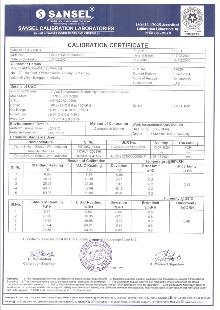Bolt IoT NABL Traceability Certificate