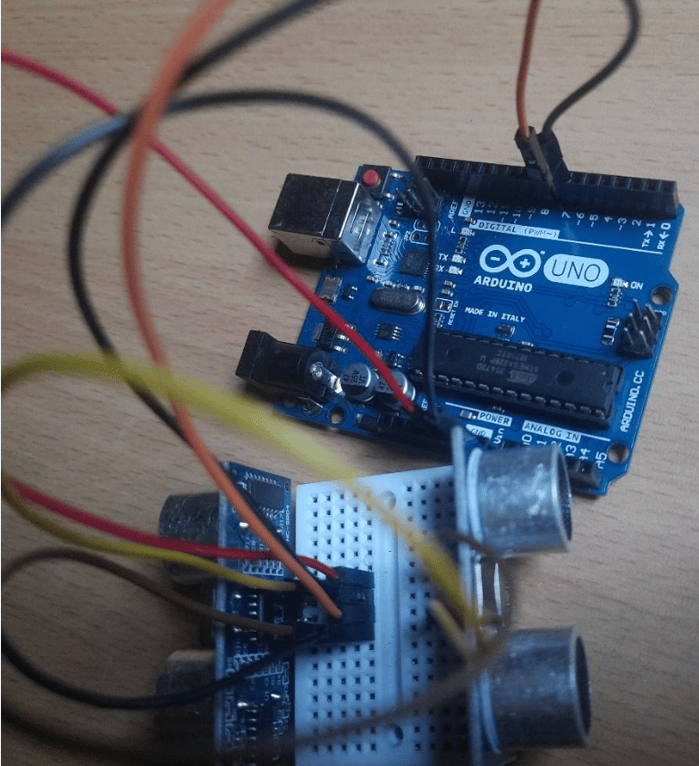 Step 3- Connect Trig and Echo Pin of sensor 1 to Pin 7 and Pin 8 of the Arduino respectively.