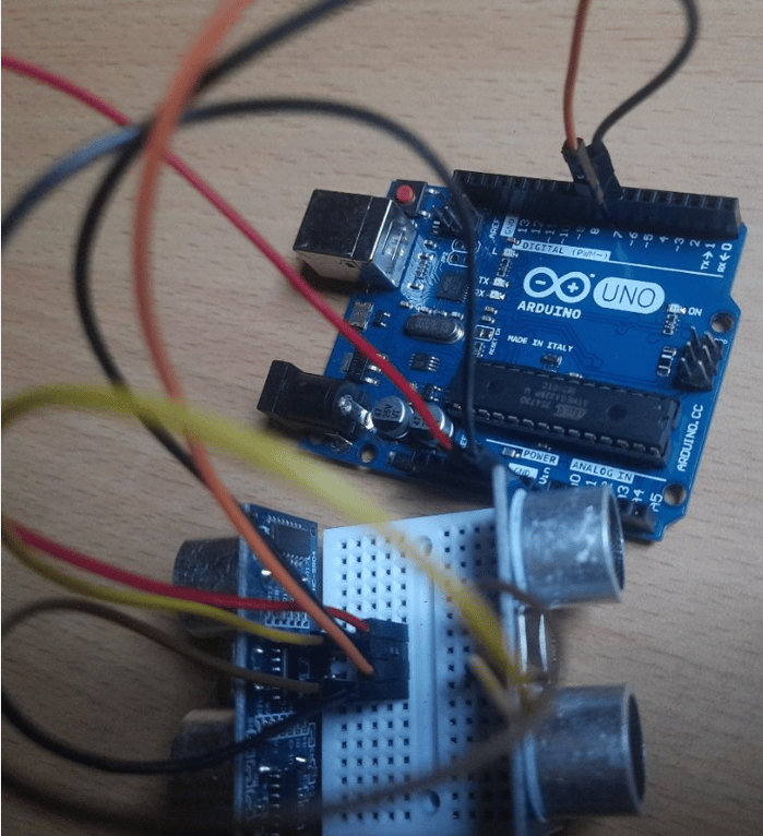 Step 3- Connect Trig and Echo Pin of sensor 1 to Pin 7 and Pin 8 of the Arduino respectively.