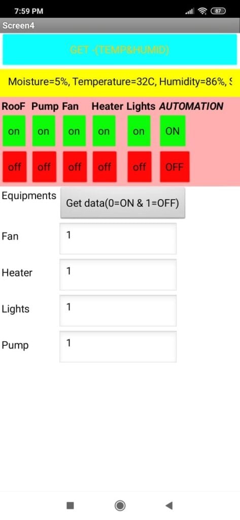 APP MADE FOR MANUALLY CONTROLLING DIFFERENT PARTS